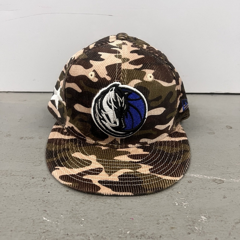 New Era Camouflage Corduroy Dallas Mavericks Fitted Hat Size 8 NBA Team Cap